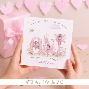 Girls 1st Birthday Fairy Card