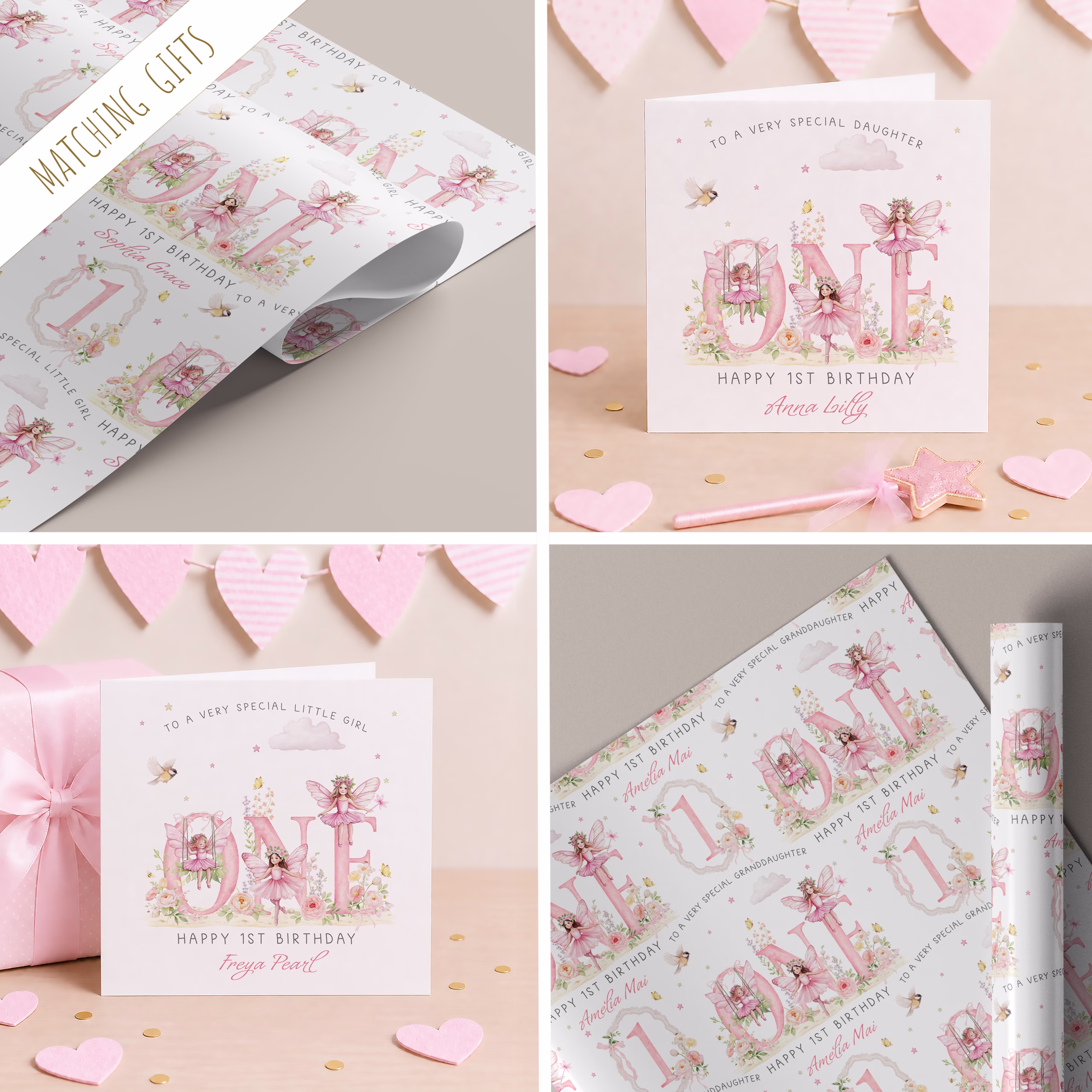 Girls 1st Birthday Fairy Card