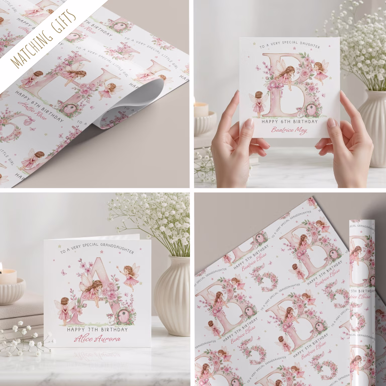 Girls Personalised Summer Fairies Birthday Gift Wrapping Paper
