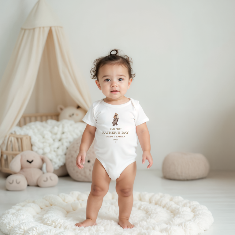 Personalised 1st Father’s Day Short Sleeve Baby Onesie
