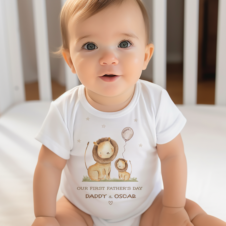 Personalised 1st Father’s Day Short Sleeve Baby Onesie