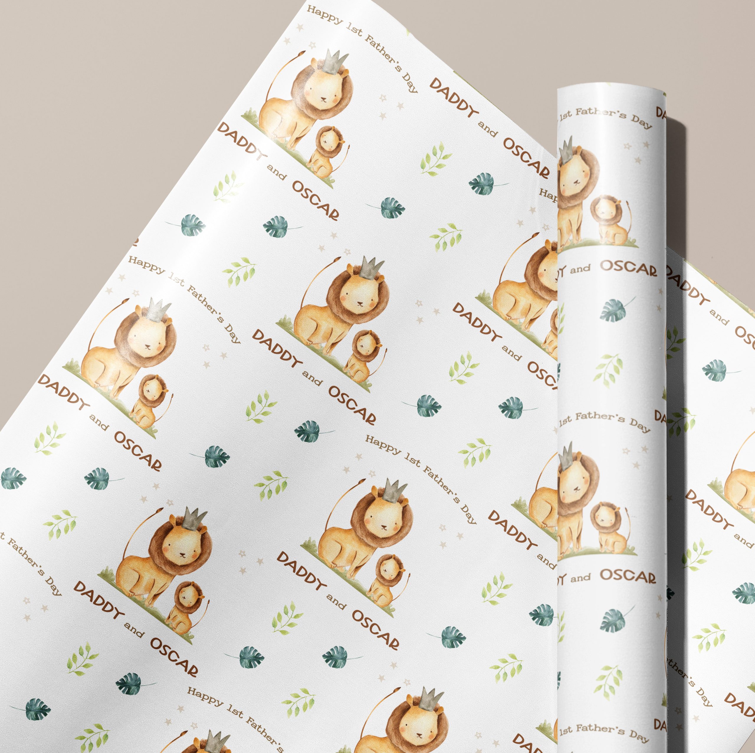 1st Father's Day Lion Gift Wrapping Paper