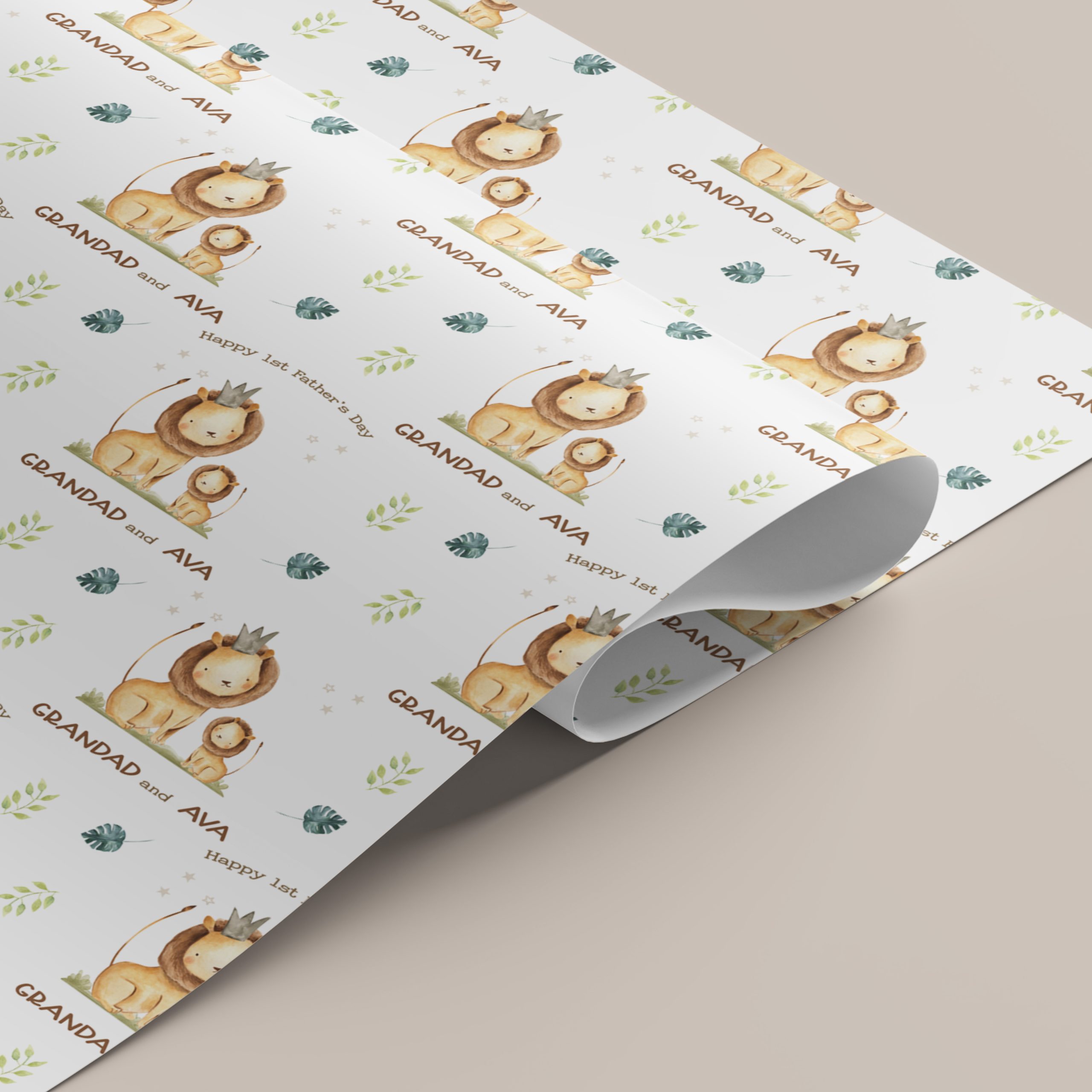 1st Father's Day Lion Gift Wrapping Paper