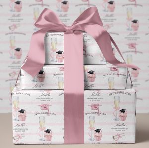 Personalised Pink Champagne Graduation Wrapping Paper