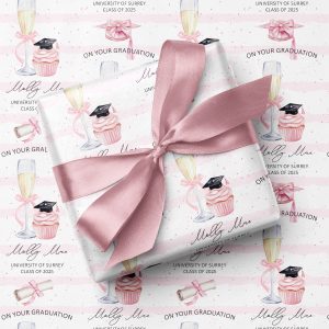 Personalised Pink Champagne Graduation Wrapping Paper