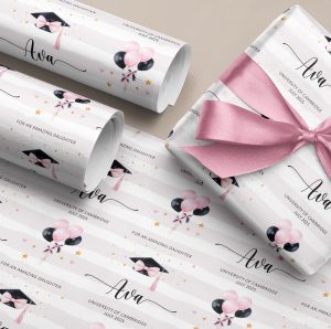 Personalised Pink Graduation Wrapping Paper