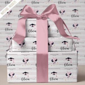 Personalised Pink Graduation Wrapping Paper