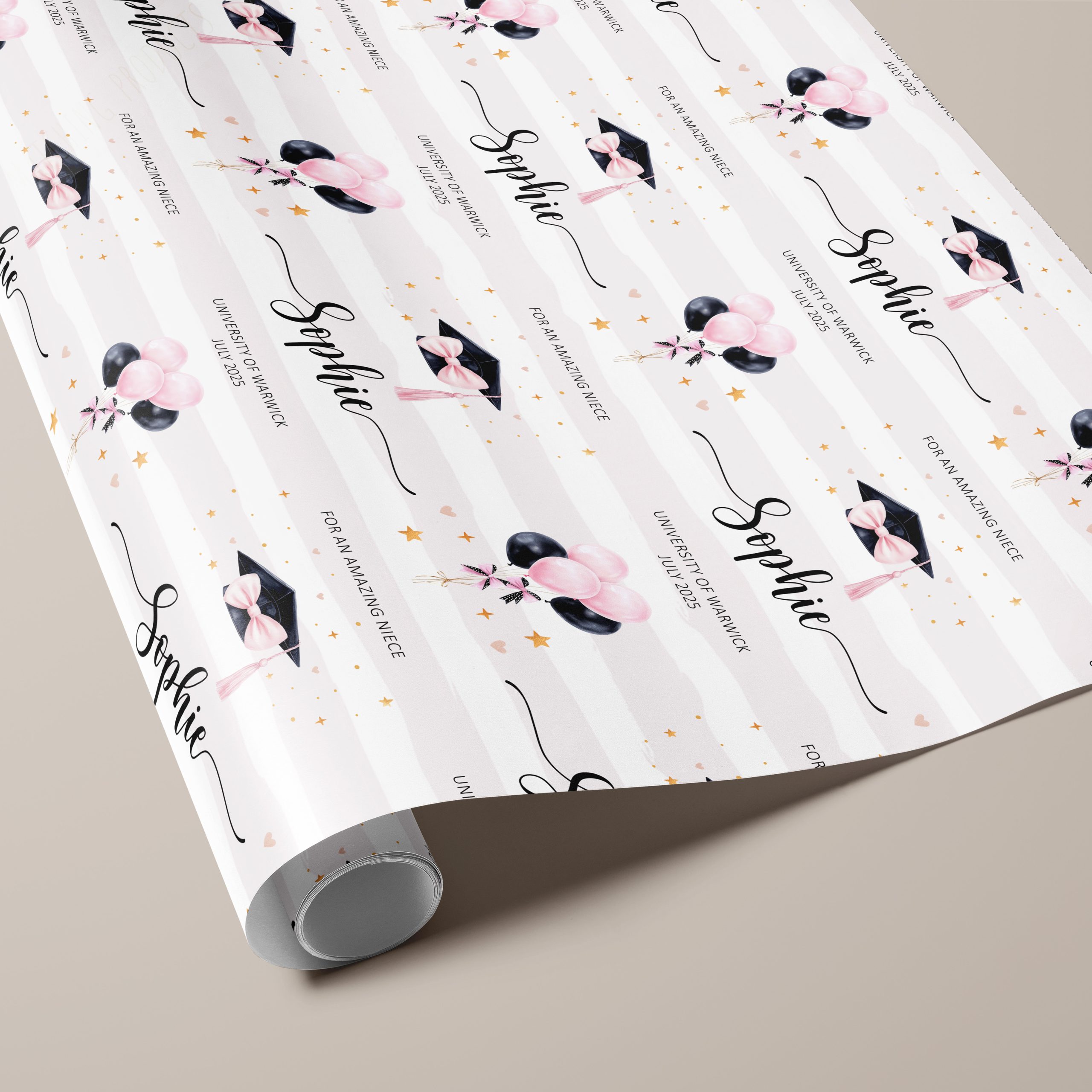 Personalised Pink Graduation Wrapping Paper