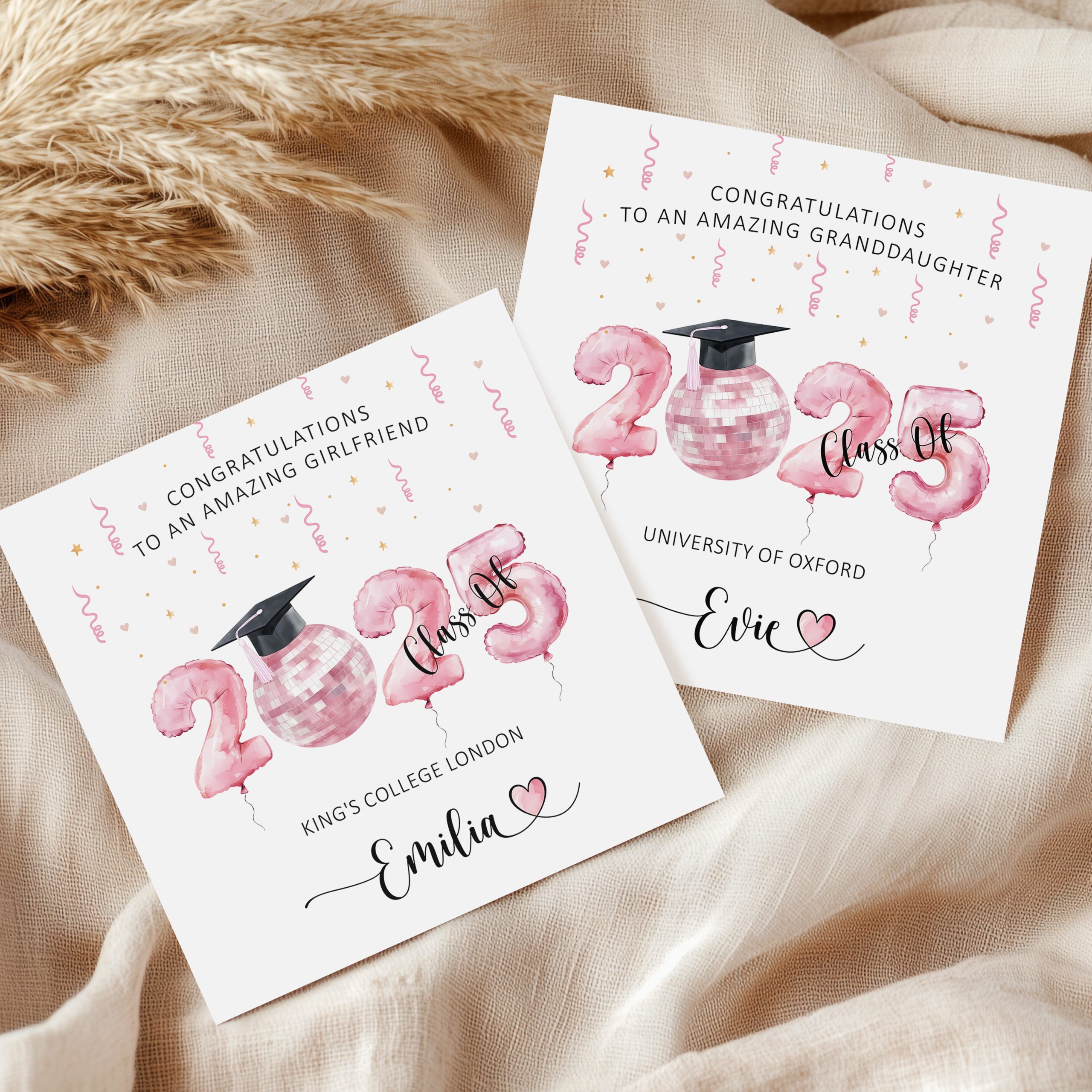 Personalised Pink Graduation Card