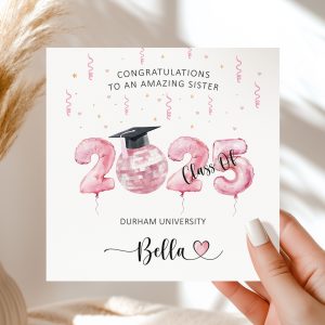Personalised Pink Graduation Card