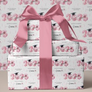 Personalised Pink Graduation Gift Wrapping Paper
