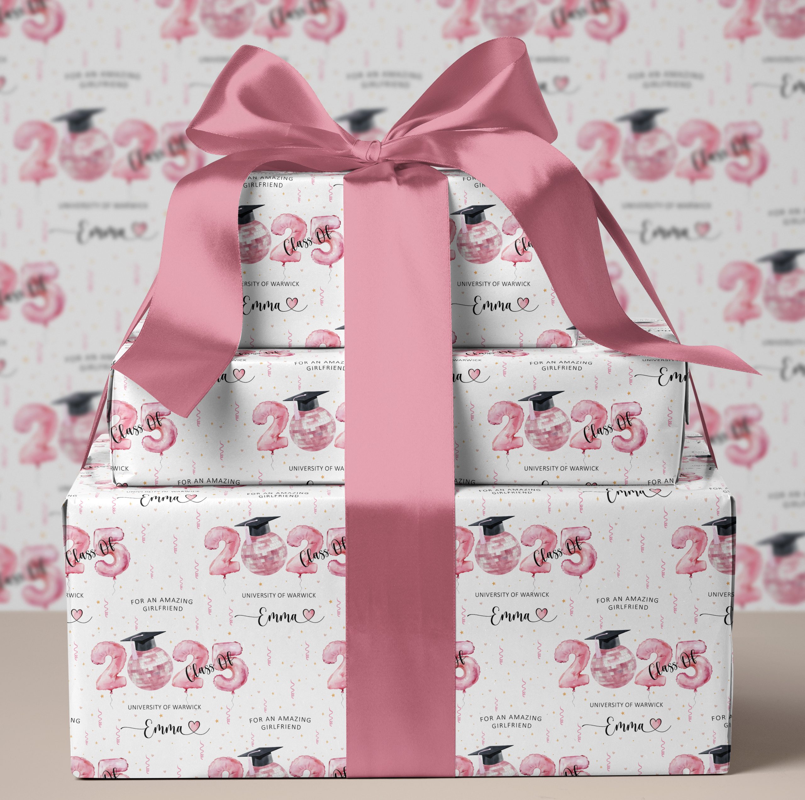 Personalised Pink Graduation Gift Wrapping Paper