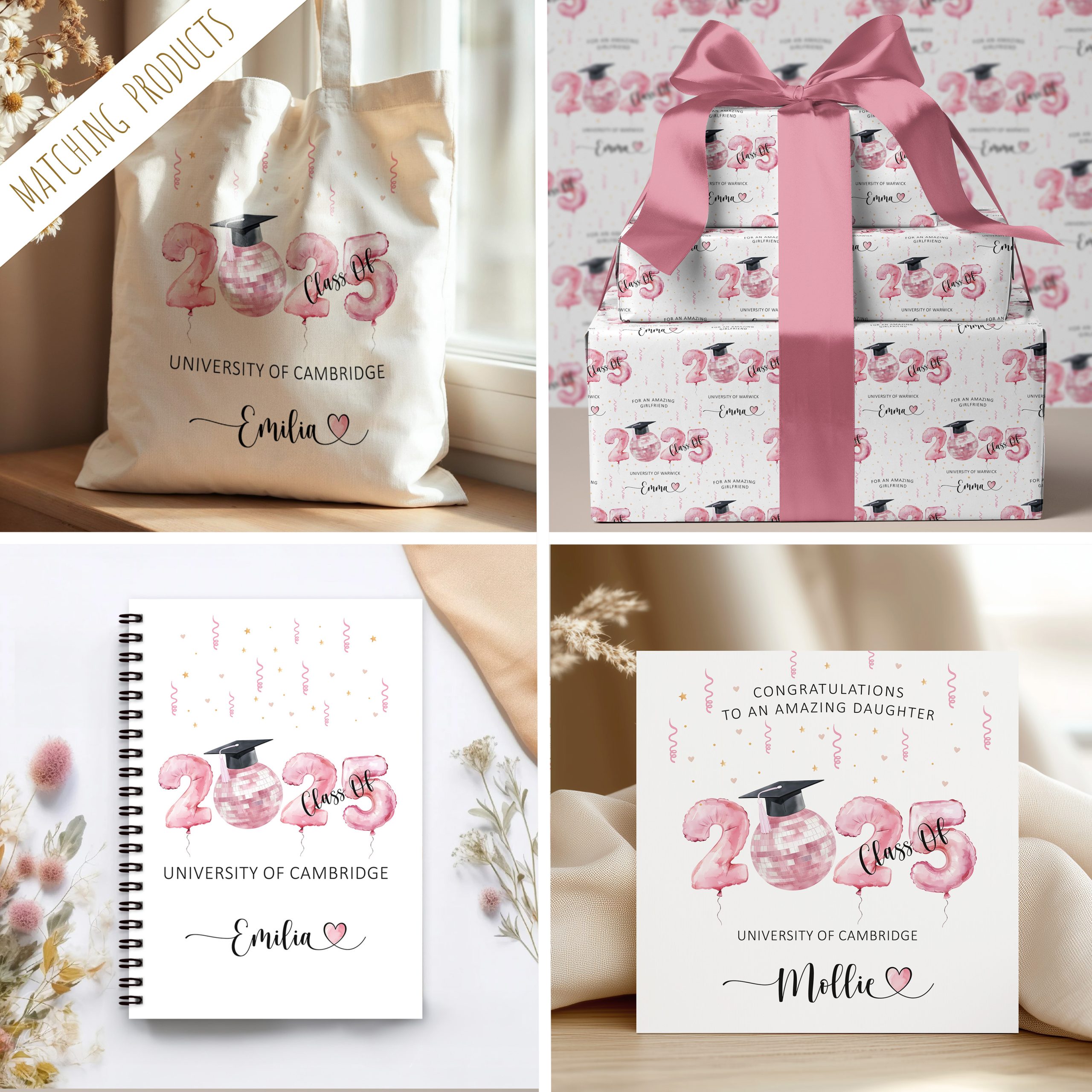 Personalised Pink Graduation Card
