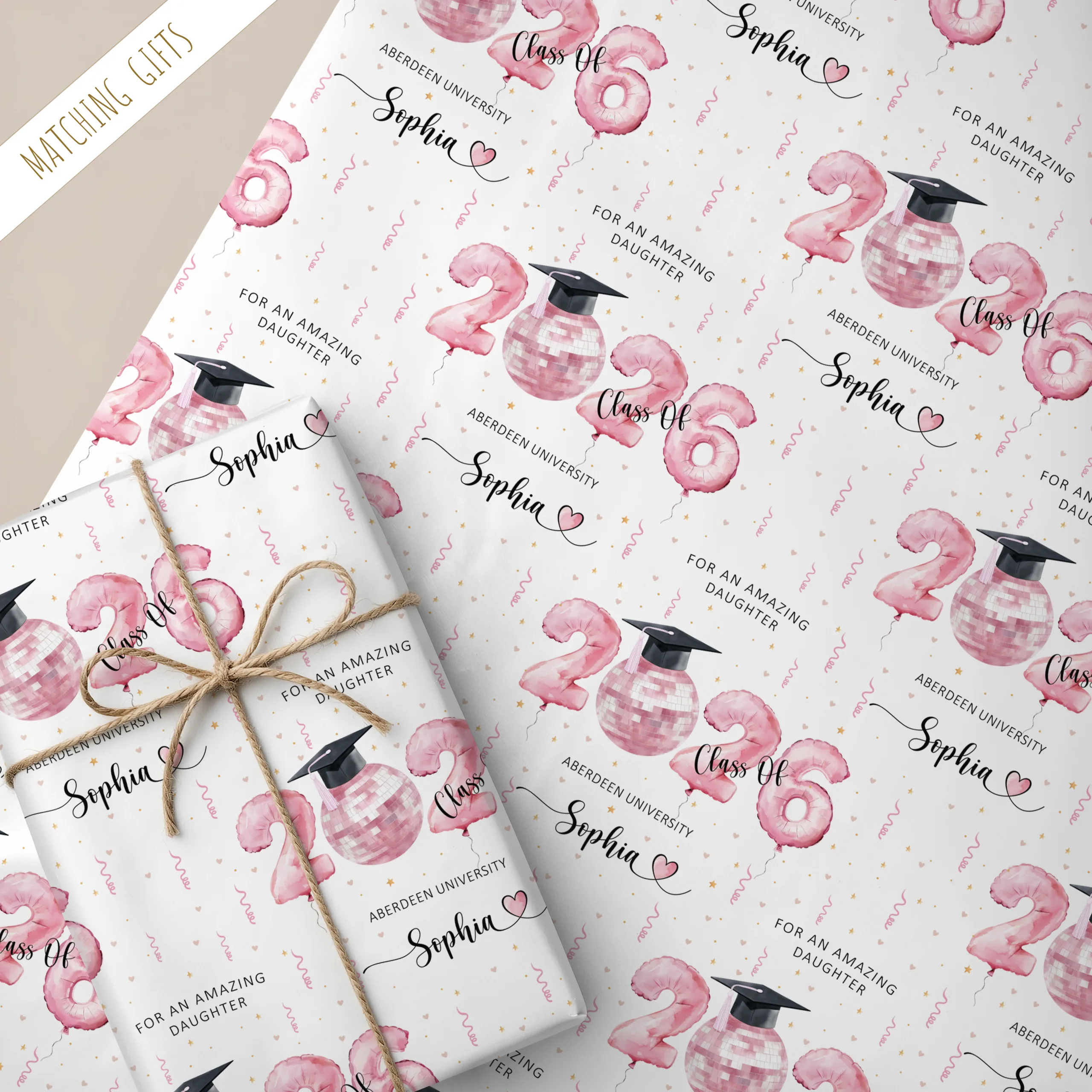 Personalised Girls Graduation Wrapping Paper