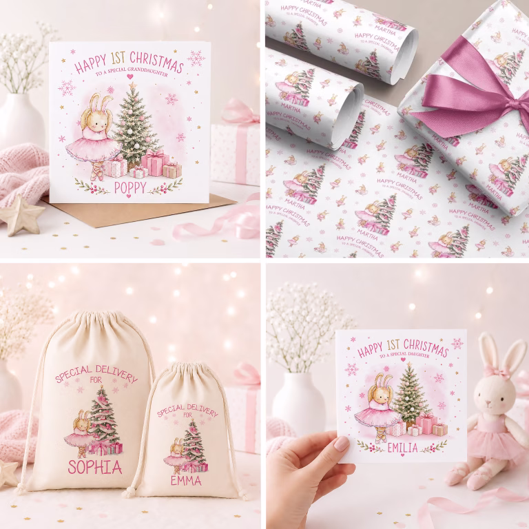 Personalised Girls Pink Ballerina Christmas Santa Sack