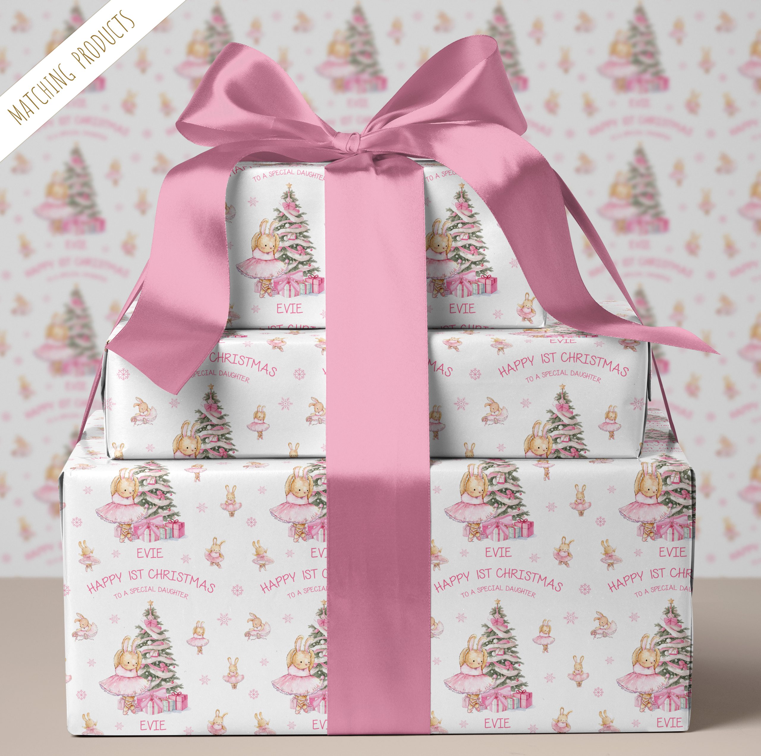 Girls 1st Christmas Gift Wrapping Paper
