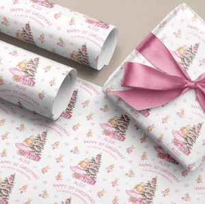 Girls 1st Christmas Gift Wrapping Paper