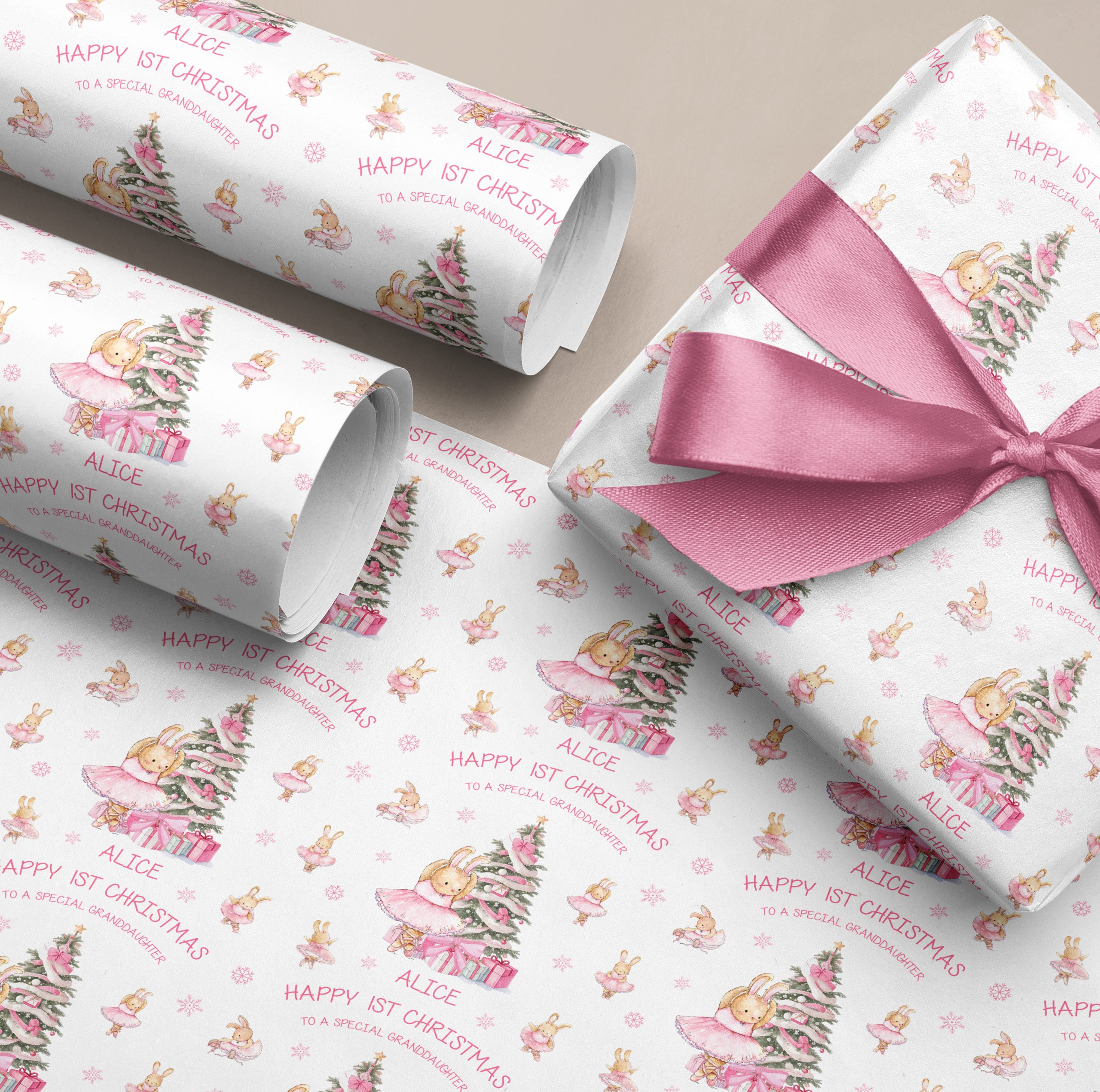 Girls 1st Christmas Gift Wrapping Paper