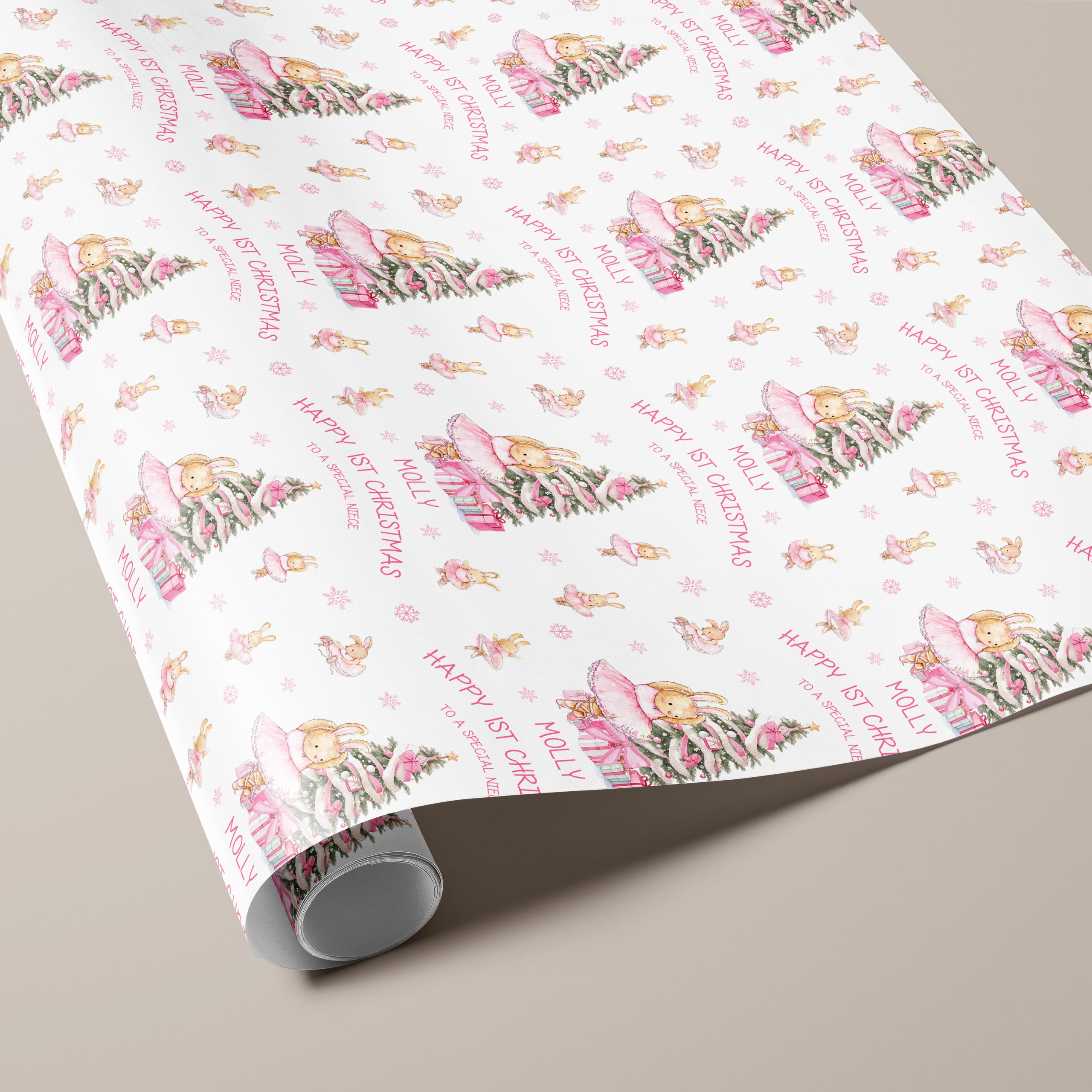 Girls 1st Christmas Gift Wrapping Paper