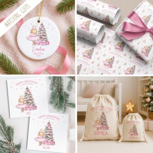 Ballerina Rabbit Pink Tree CHRISTMAS SACK
