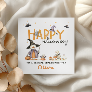 personalised halloween card with cute duck theme.