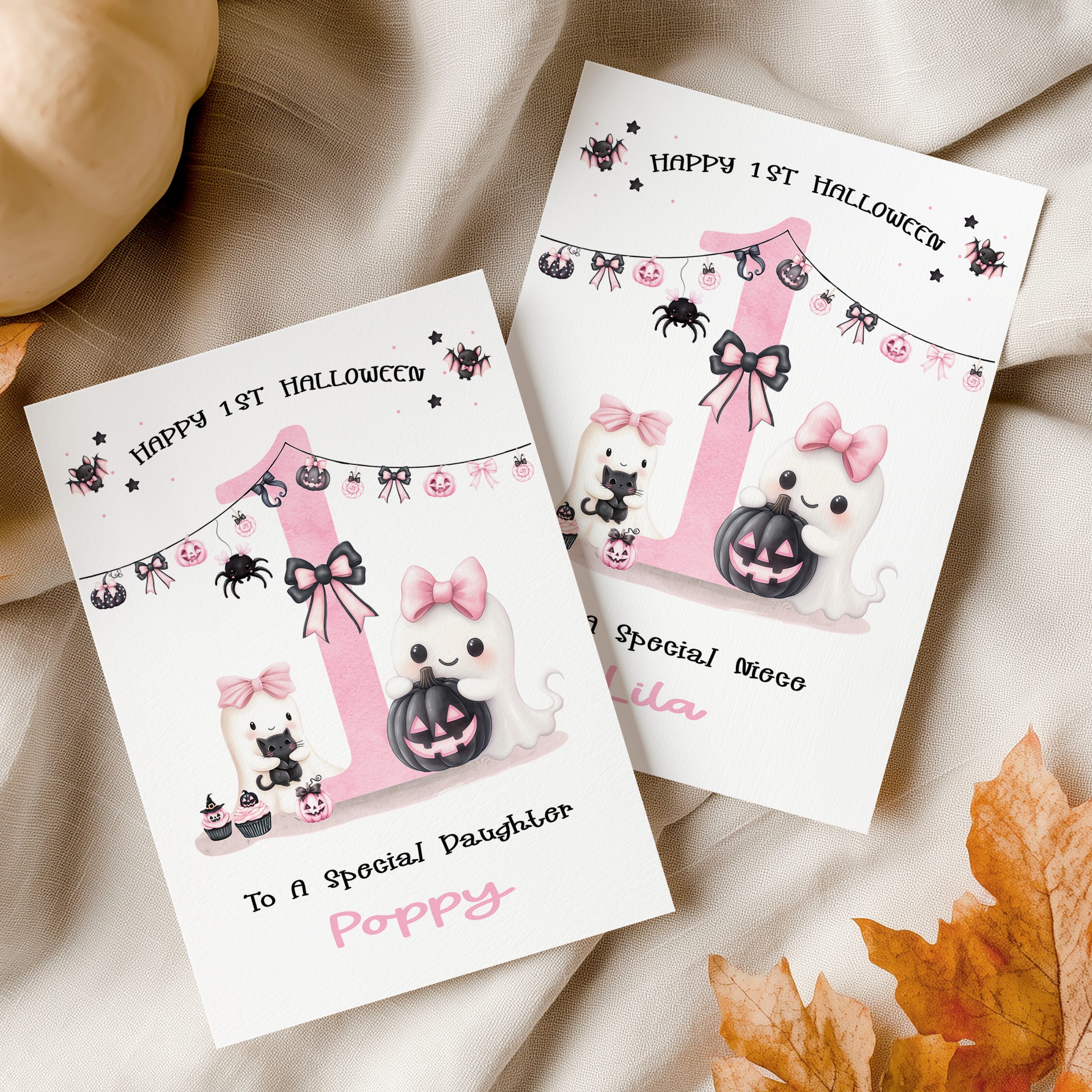 Girls Personalised 1st Halloween Card