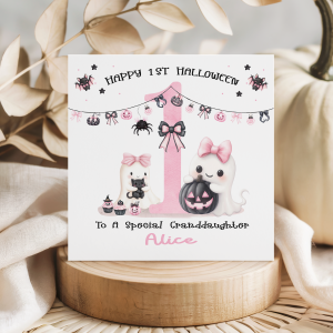 baby girls 1st halloween card