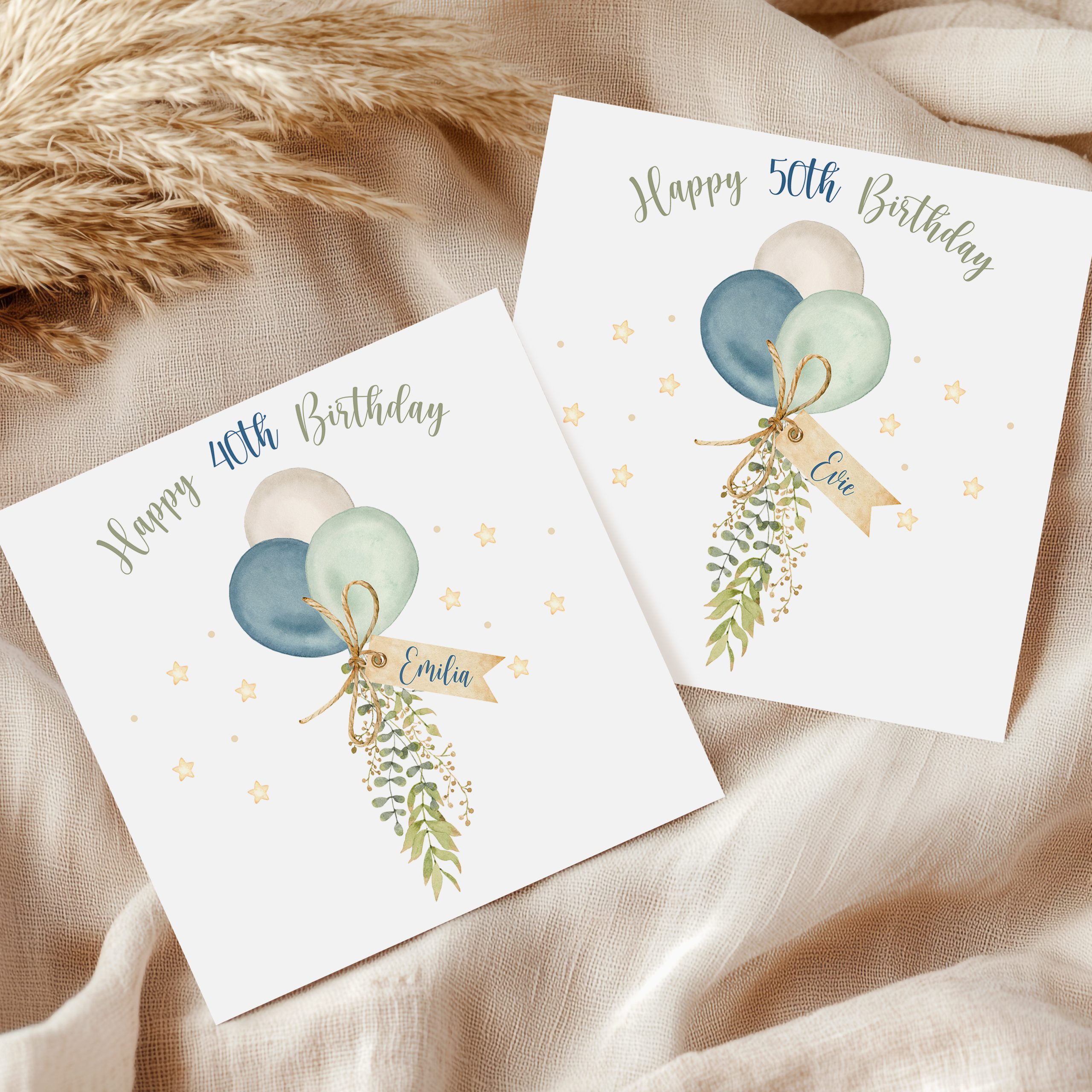 Personalised Boho Balloons Birthday Card