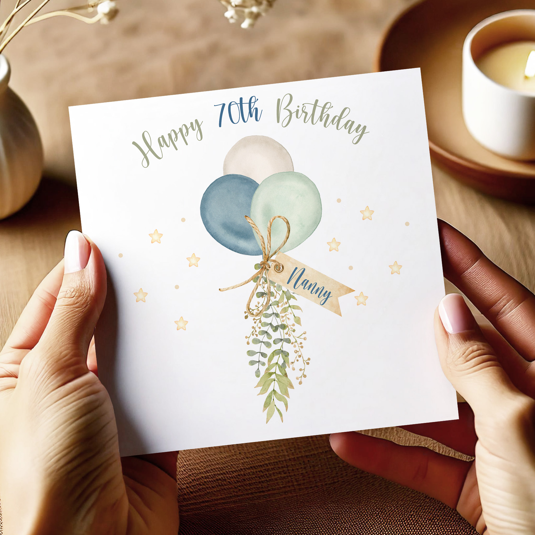Personalised Boho Balloons Birthday Card