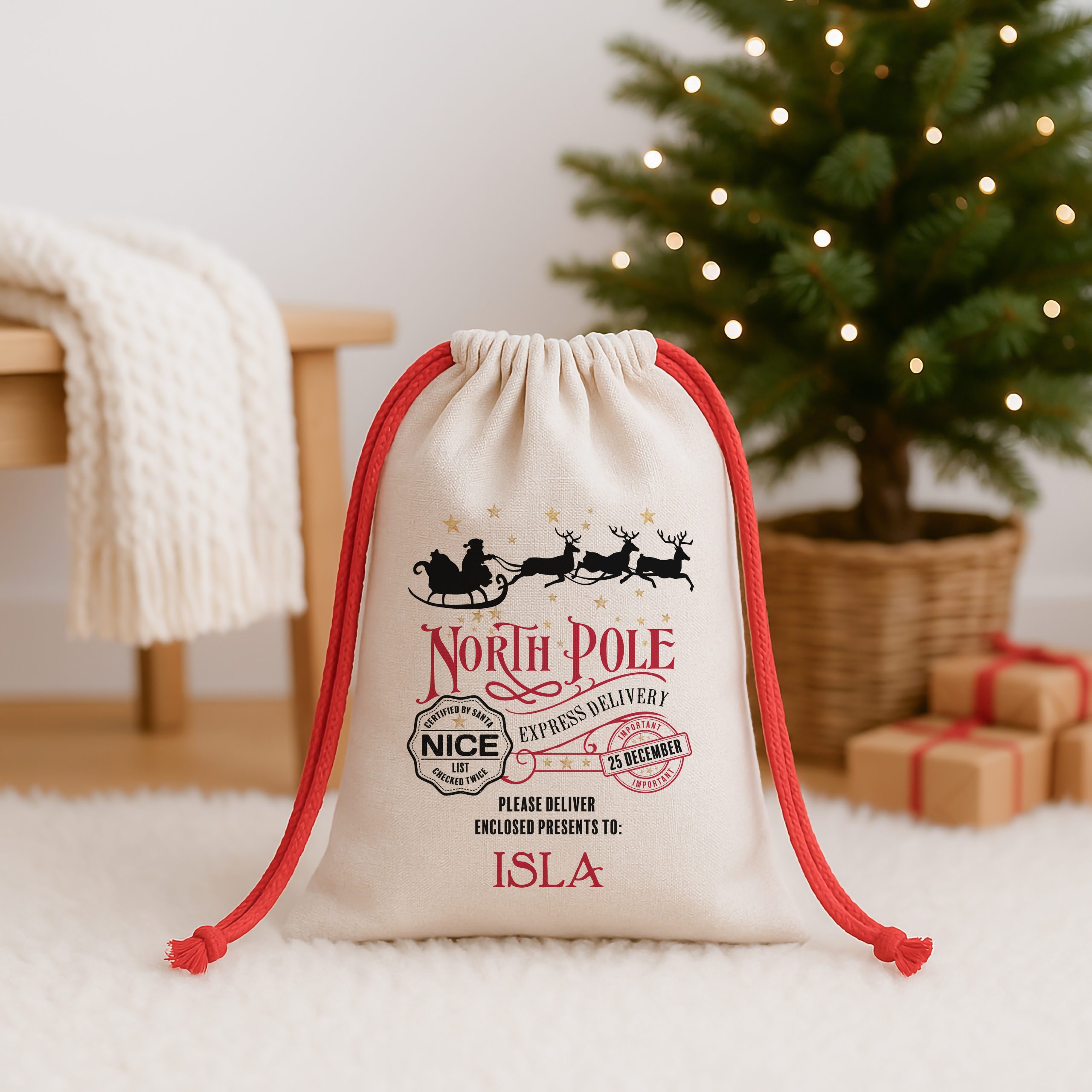 Personalised North Pole Christmas Sack
