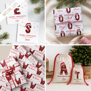 Plaid Alphabet CHRISTMAS SACK