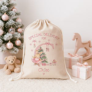 Ballerina Rabbit Pink Tree CHRISTMAS SACK
