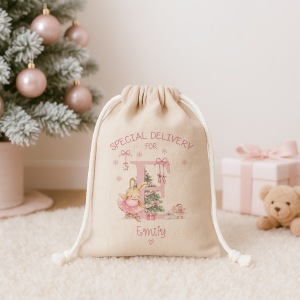 Ballerina Rabbit Pink Tree CHRISTMAS SACK