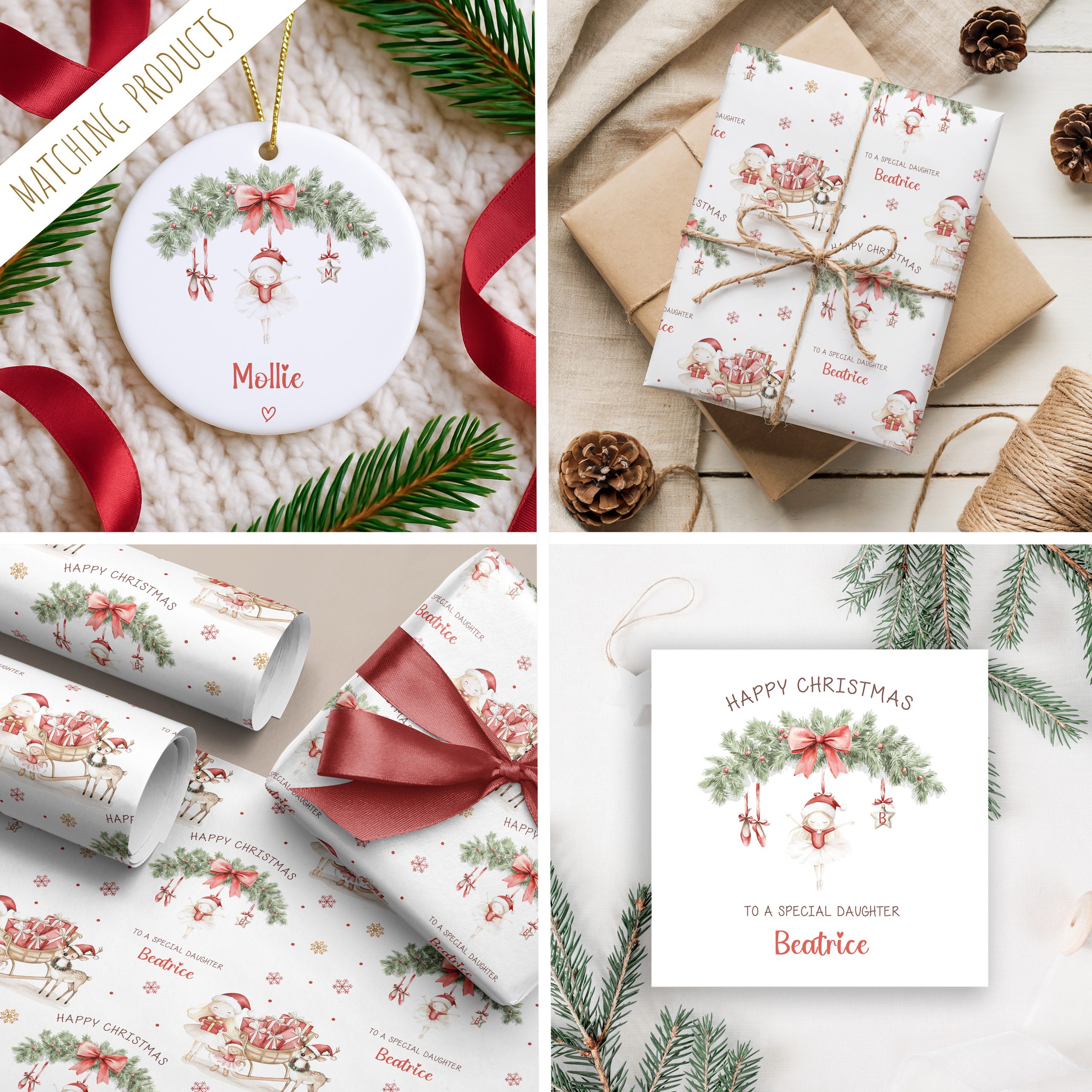 personalised red ballet gift wrapping paper