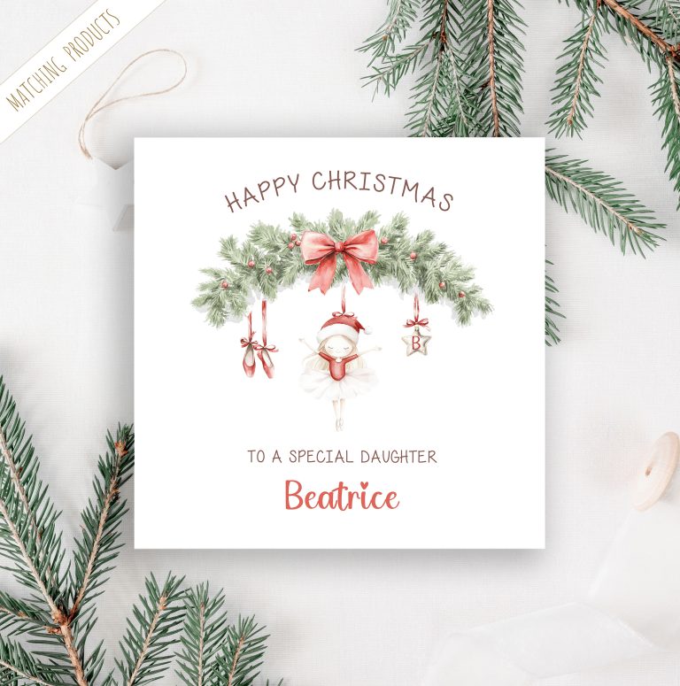 Girls Personalised Christmas Ballet Card