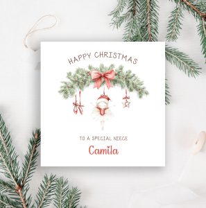 Personalised red ballet Christmas card.