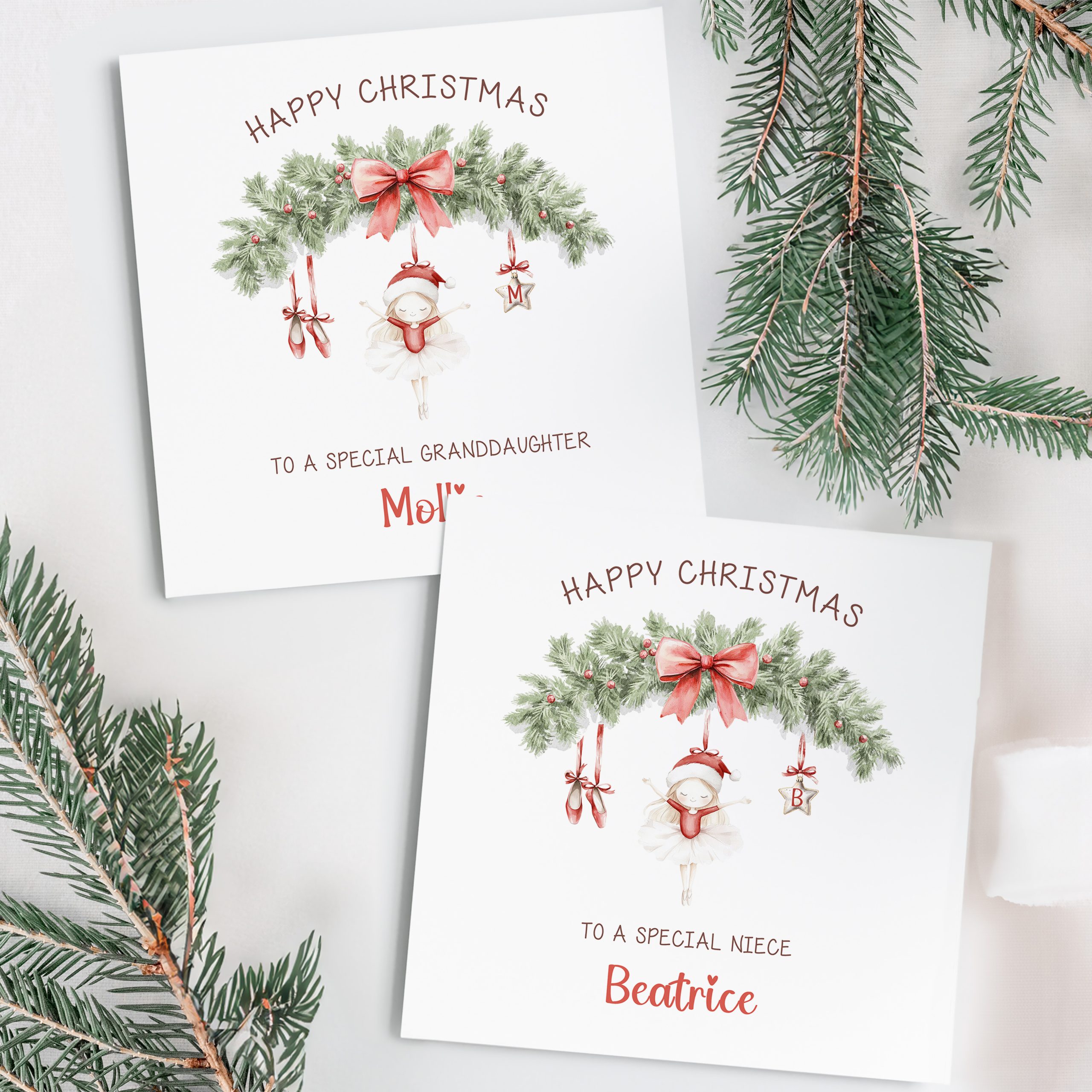 Red Ballerina Christmas Card