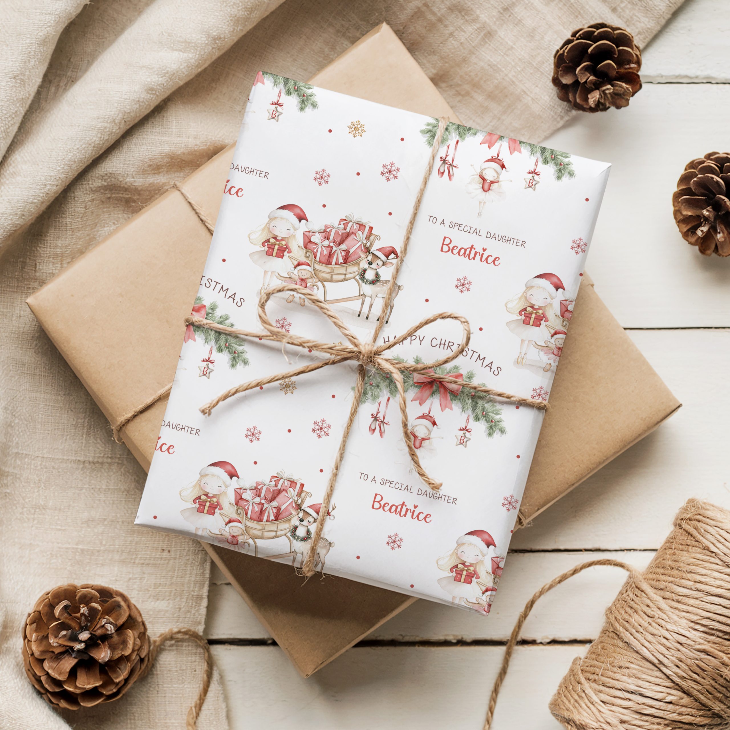 personalised red ballet gift wrapping paper