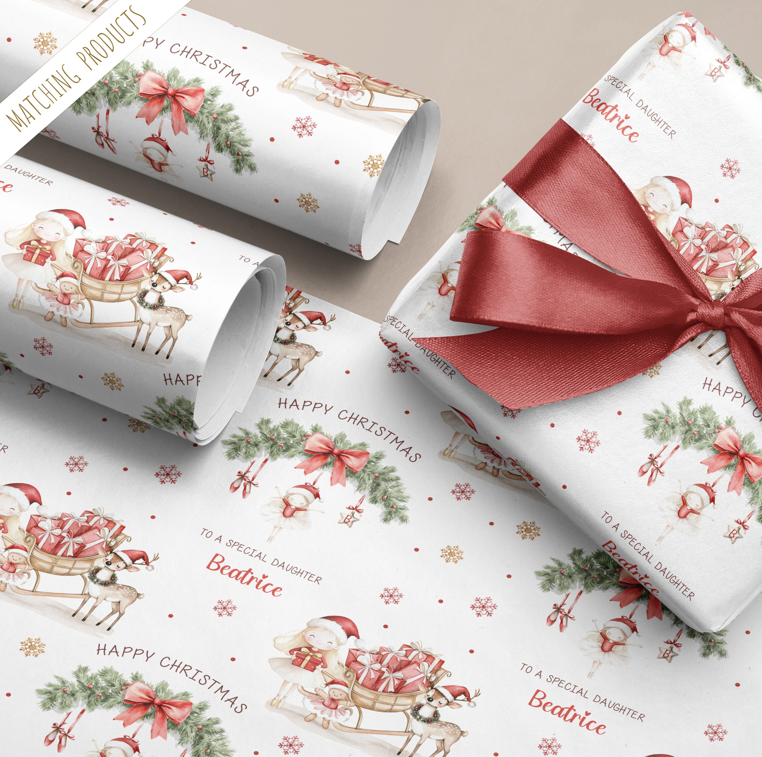 personalised red ballet gift wrapping paper