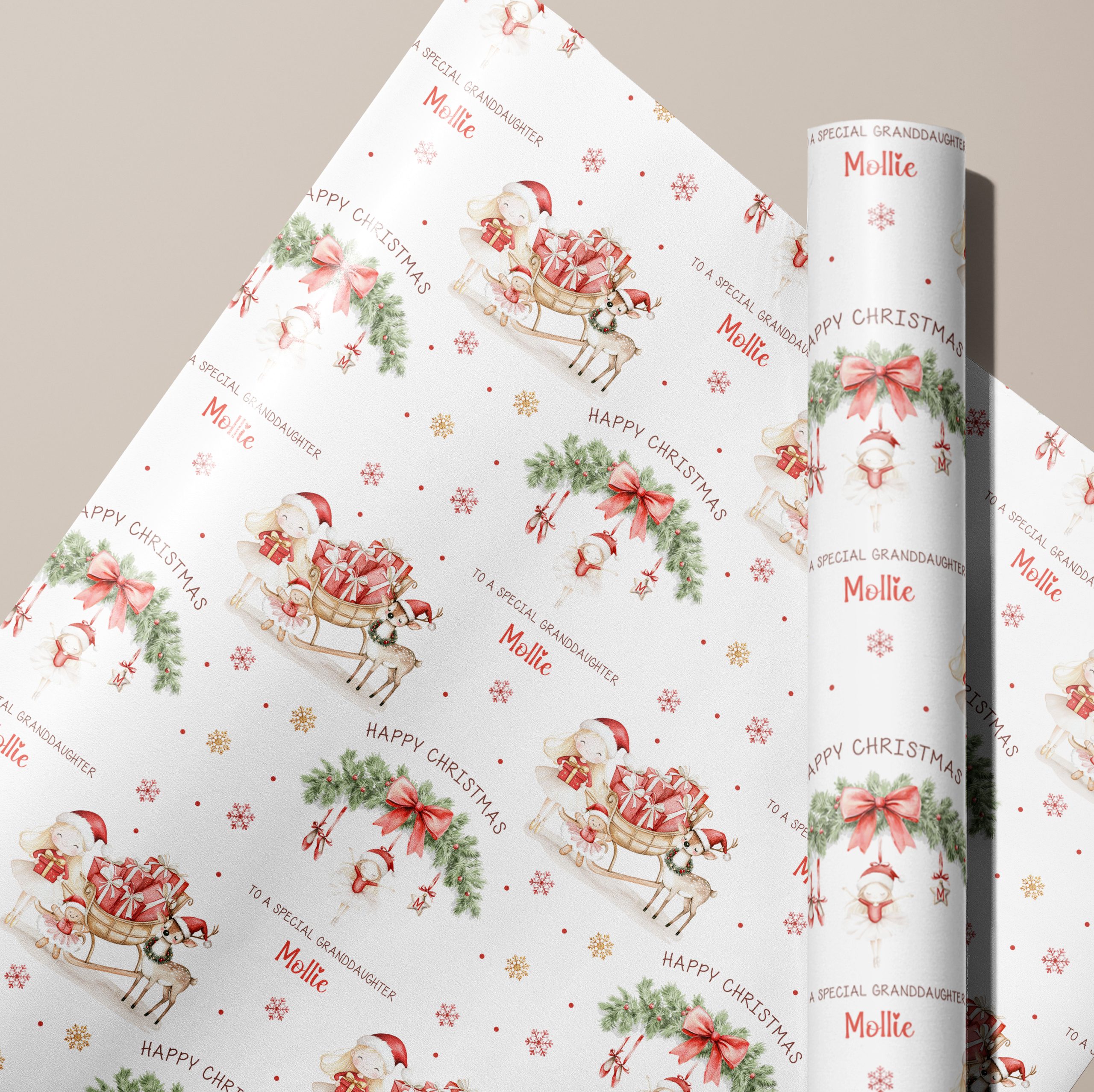 personalised red ballet gift wrapping paper