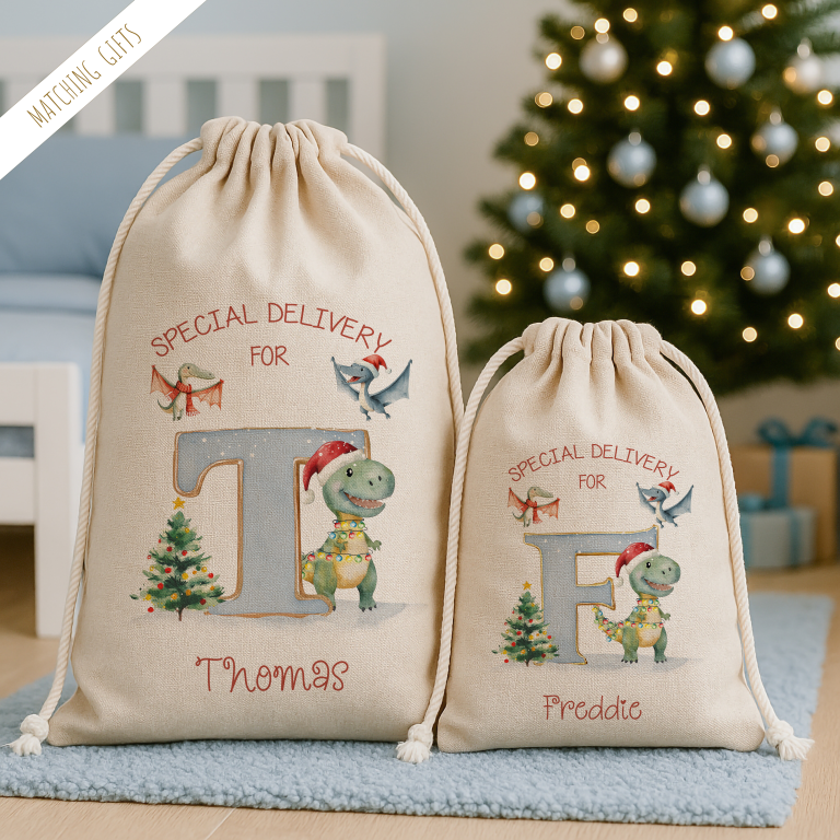Personalised Christmas Dinosaur Sack