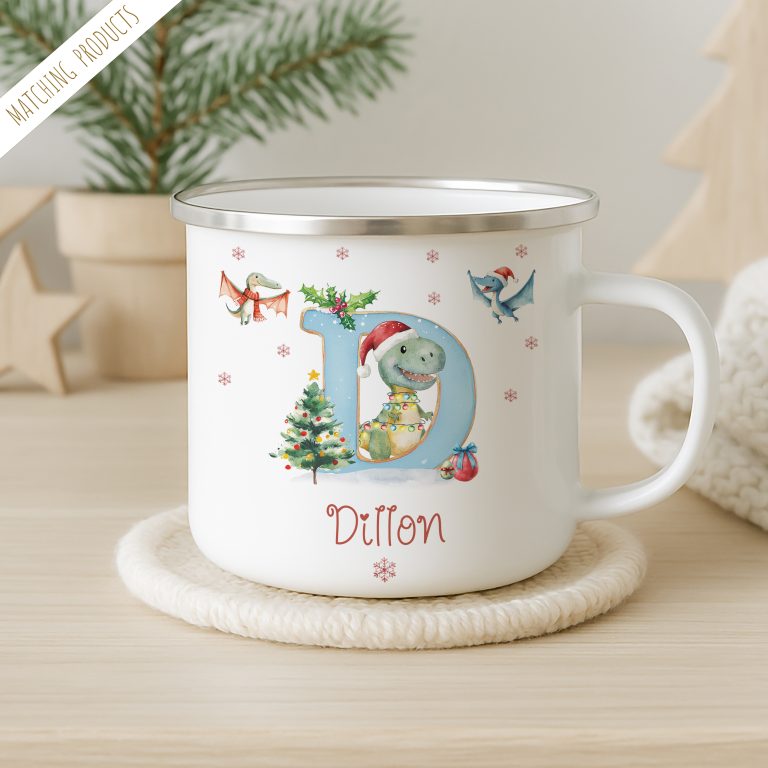 Personalised Dinosaur Christmas Mug