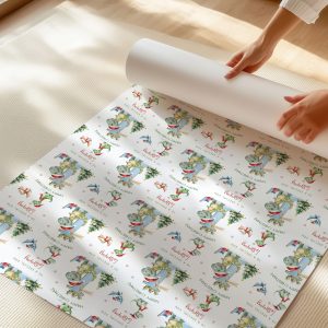 Personalised Blue initial Dinosaur Gift Wrapping Paper