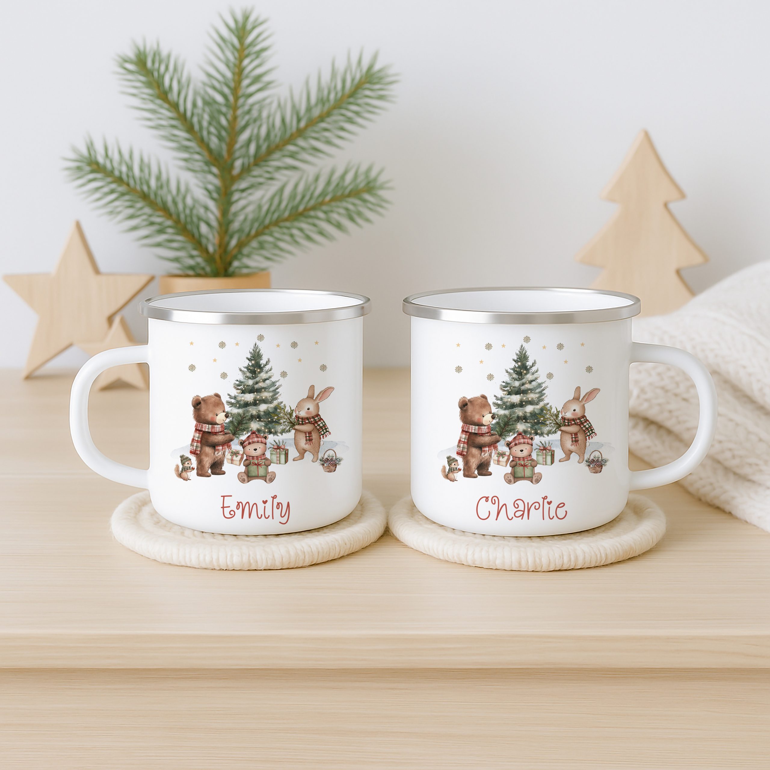 Personalised Woodland Animals Christmas Mug