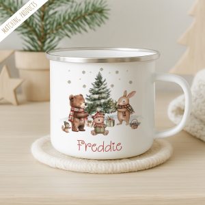 Personalised Woodland Animals Christmas Mug