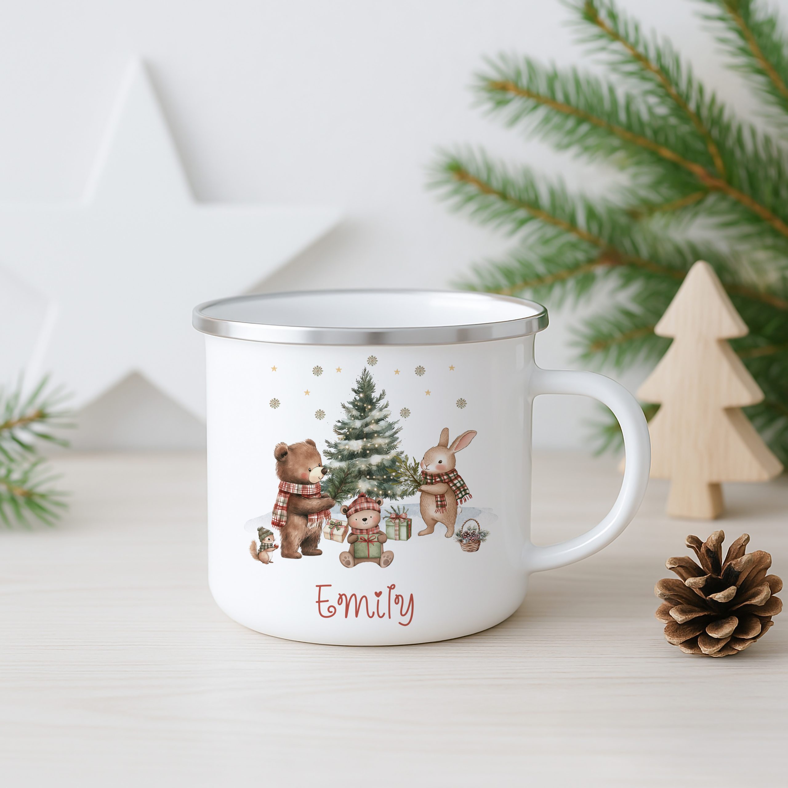 Personalised Woodland Animals Christmas Mug