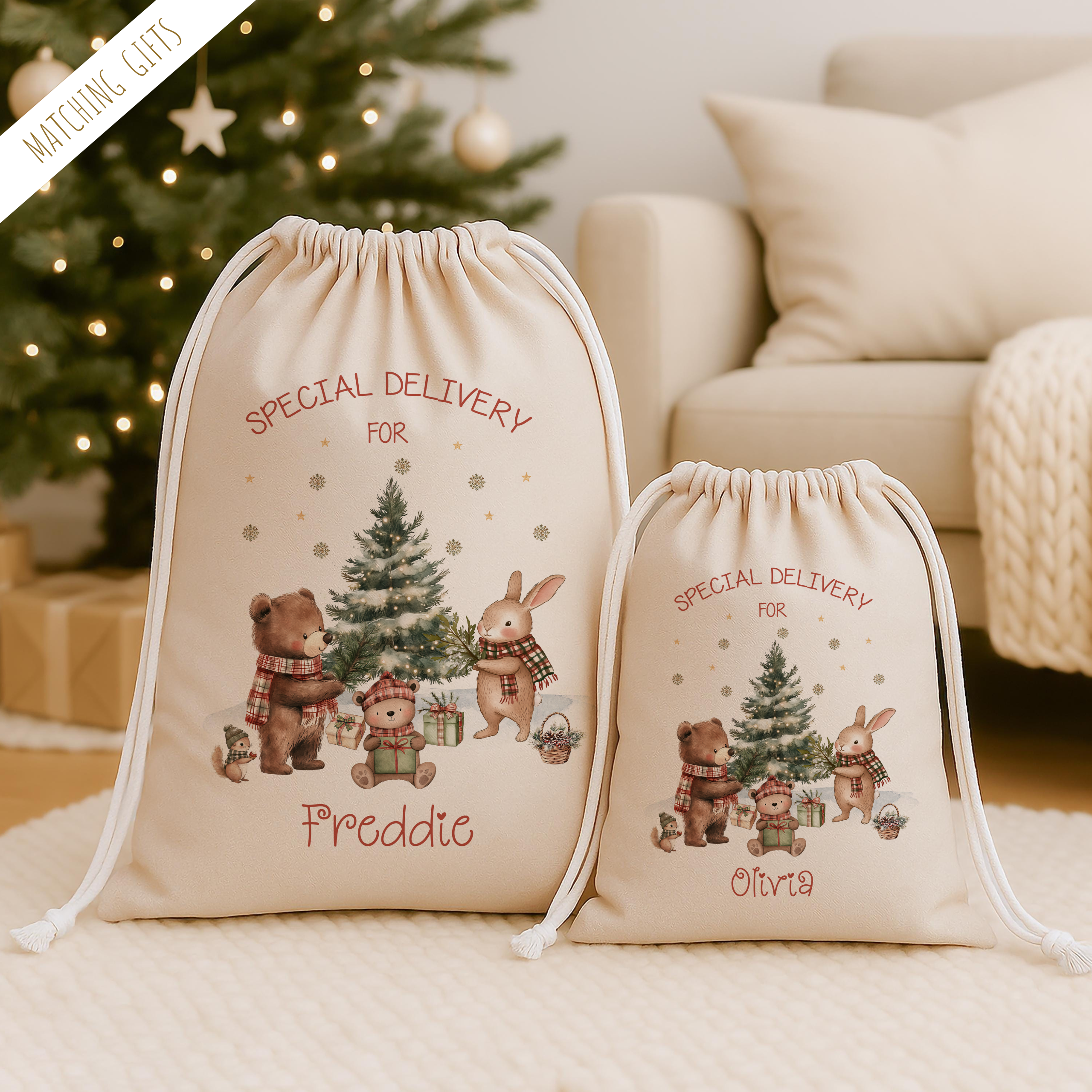 Christmas Woodland Cabin CHRISTMAS SACK