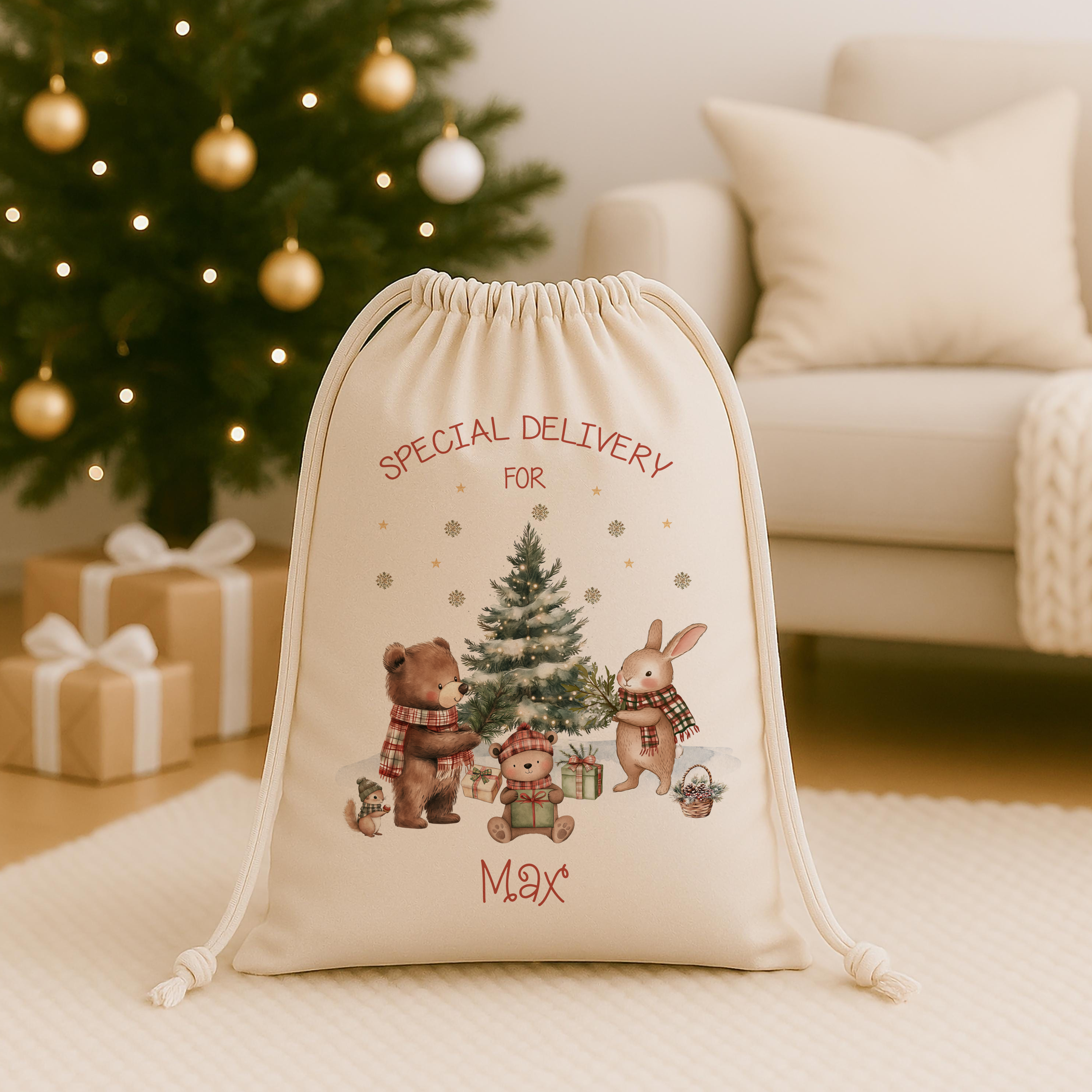 Christmas Woodland Cabin CHRISTMAS SACK