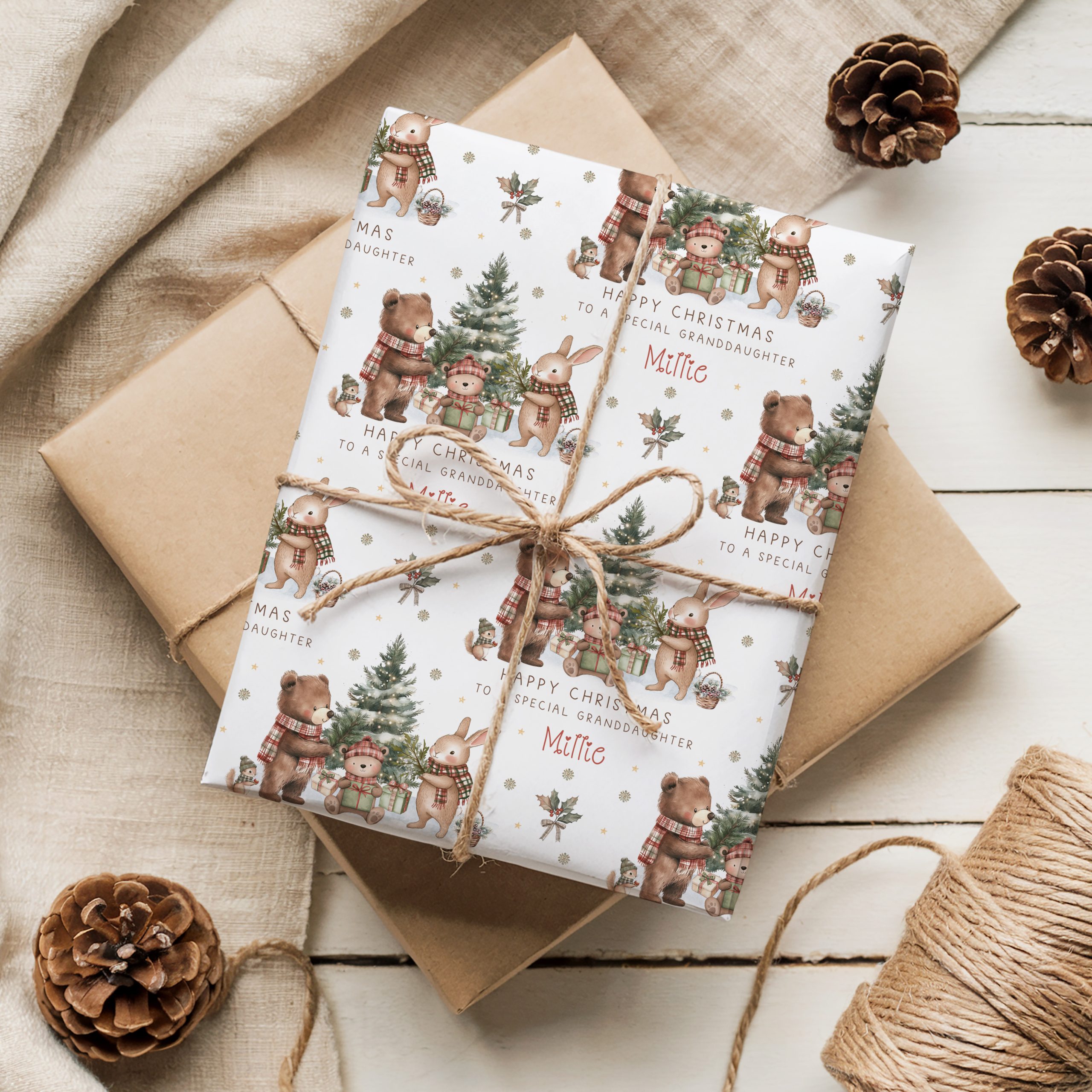 Personalised Woodland Animals Christmas Gift Wrapping Paper