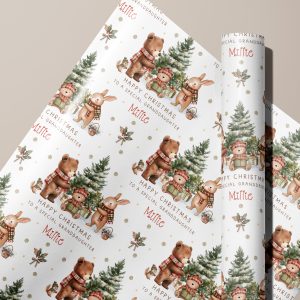 Personalised Woodland Animals Christmas Gift Wrapping Paper